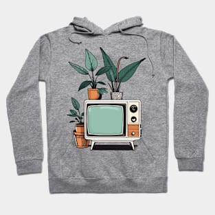 Old Tube Television and plants Hoodie